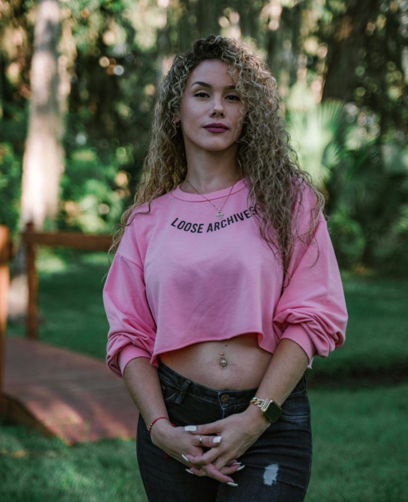 THE ERIKA CROP LONG SLEEVE TEE IN PINK