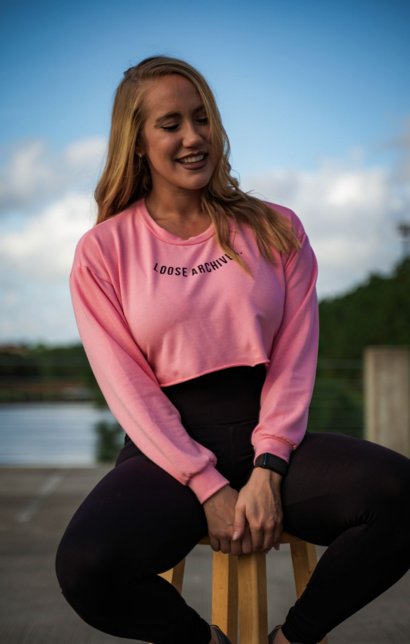 THE ERIKA CROP LONG SLEEVE TEE IN PINK