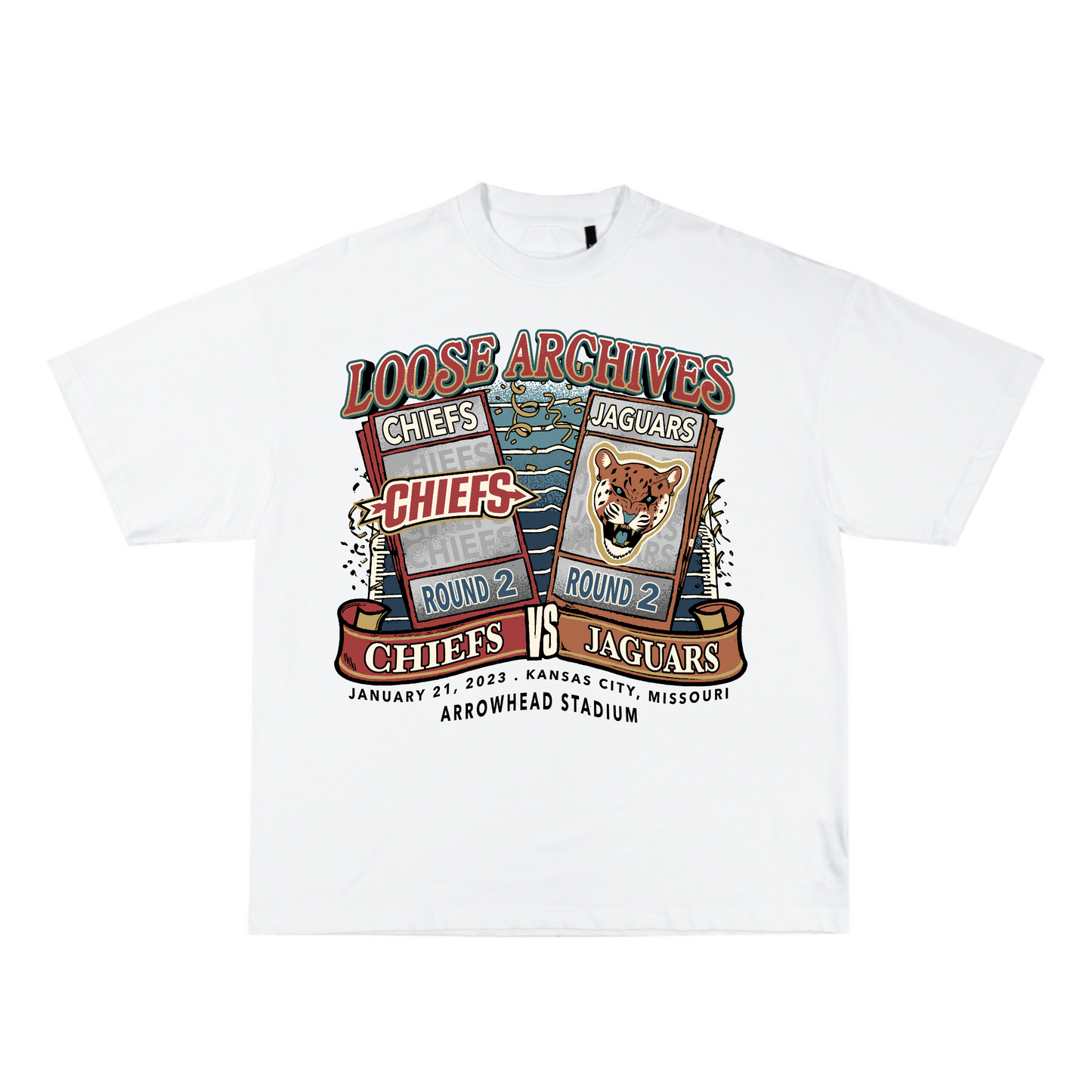 ROUND TWO TICKETS TEE IN WHITE