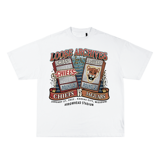 ROUND TWO TICKETS TEE IN WHITE